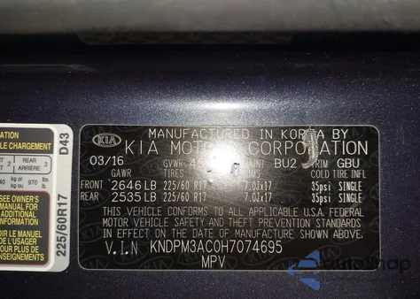 2017 Kia Sportage Lx z USA, uszkodzony, nr VIN KNDPM3AC0H7074695